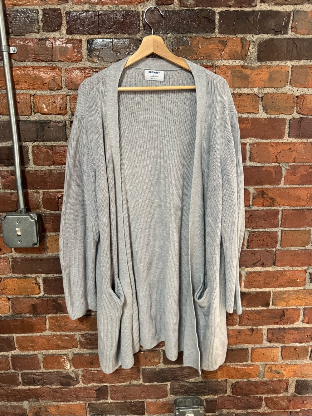 Old Navy Light Gray Open-Front Ribbed Cardigan Size Large